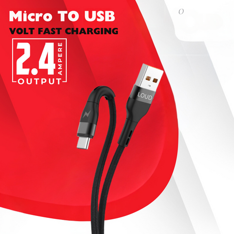 Volt Micro USB Data Cable | Usb To Micro USB Cable 2.4A