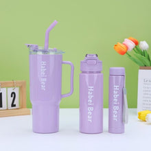 3-Piece Water Bottle Set with Built-In Straw